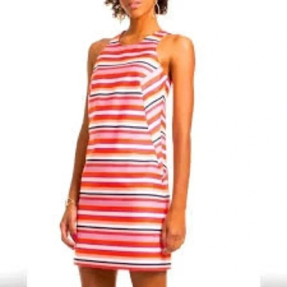 Trina Turk NWT Visalia Striped Sleeveless Dress Lined Lace Detail Contemporary - Picture 1 of 12